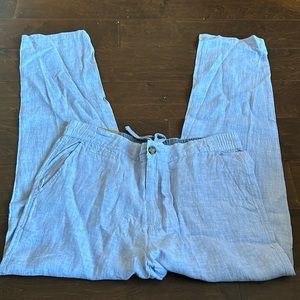 Panama Jack Mens Chino Linen Pants Blue Sz L Lightweight New